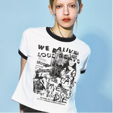 韓國PRENDA - ROCK STARS NEVER DIE TEE WHITE